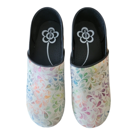 NWOT Sanita Rainbow Water Splash Danish Clogs Size EU 42, US 10 - Picture 2 of 5